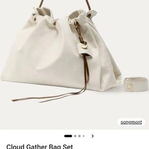 Songmont Ivory Shoulder Bag with Brown Accents